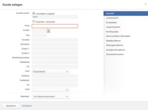 Darstellung: Kunden anlegen mit easybill